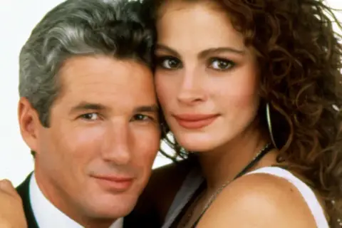 Richard Gere i Julia Roberts, uśmiechnięta, piękna kobieta 2, w zbliżeniu.
