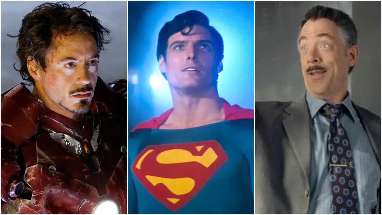 Trzech znanych superbohaterów: Iron Man, Superman i J. Jonah Jameson.